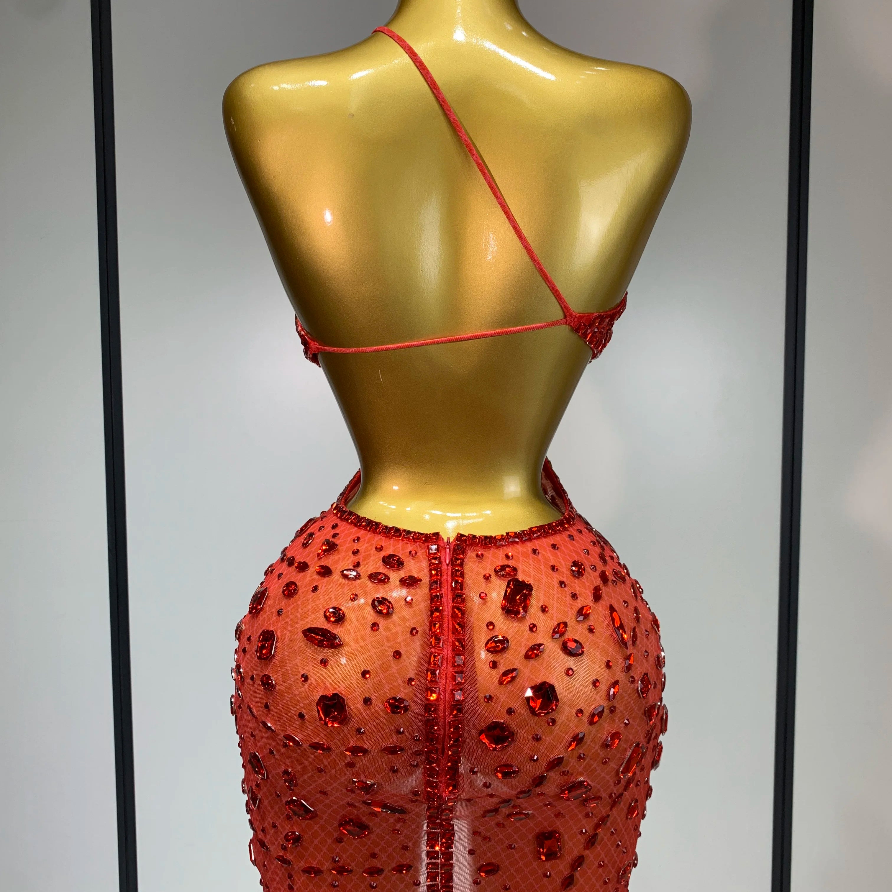 Women 2025 Sexy Backless See Through Sparkly Diamond Evening Prom Gown Luxury Birthday Celebrate Stage Nightclub Hotwife Outfit