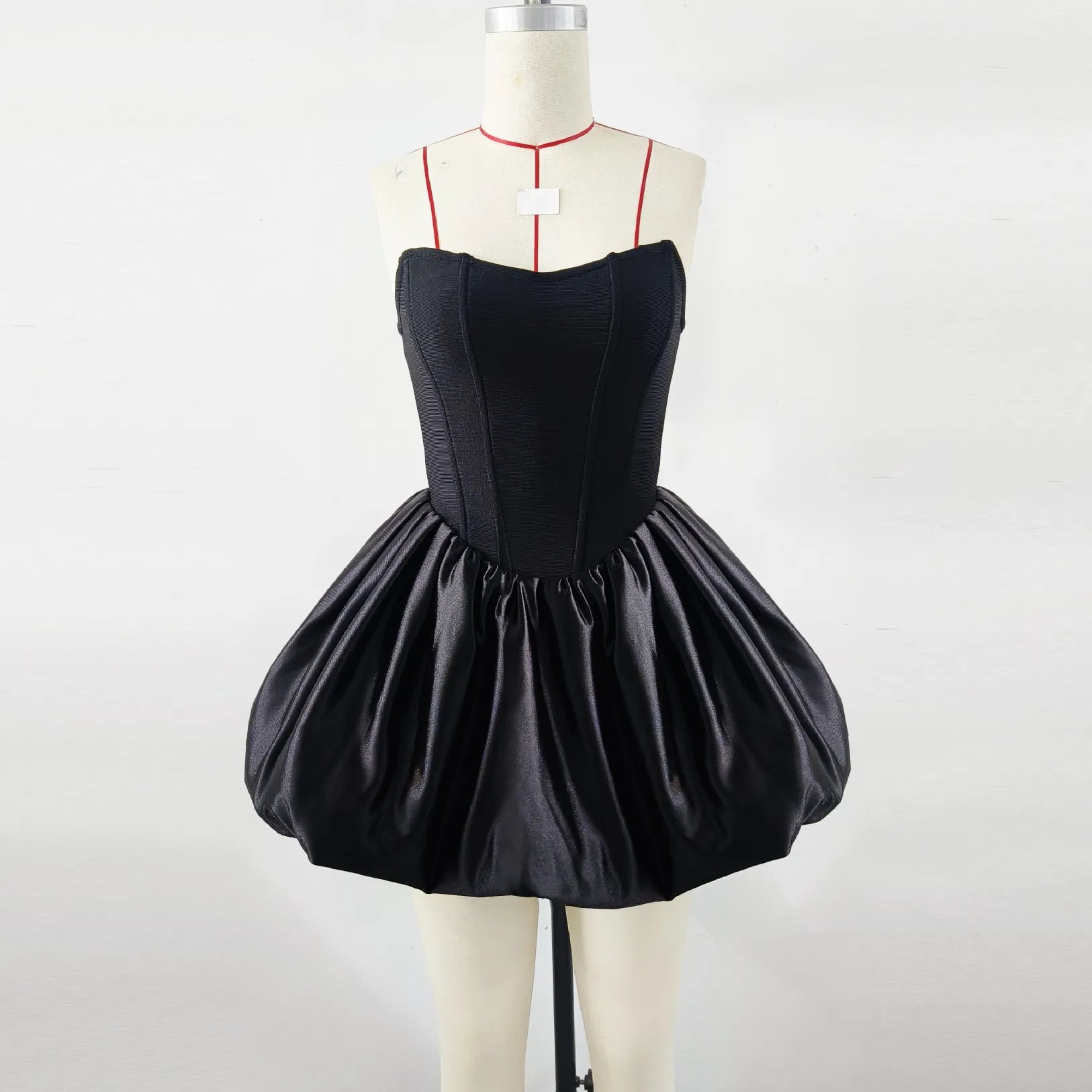 White Black Color Women Sexy Strapless Ball Gown Mini Bandage Dress Celebrate Fashion Birthday Party Girls' Vacation Dress black