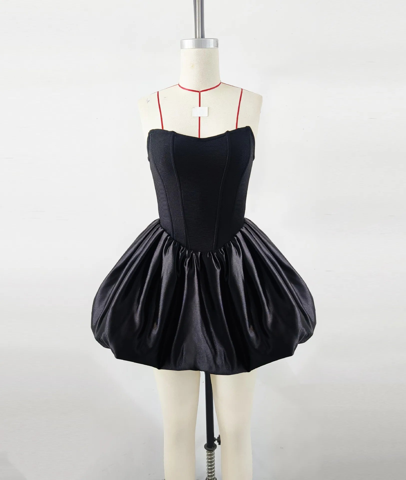 White Black Color Women Sexy Strapless Ball Gown Mini Bandage Dress Celebrate Fashion Birthday Party Girls' Vacation Dress black