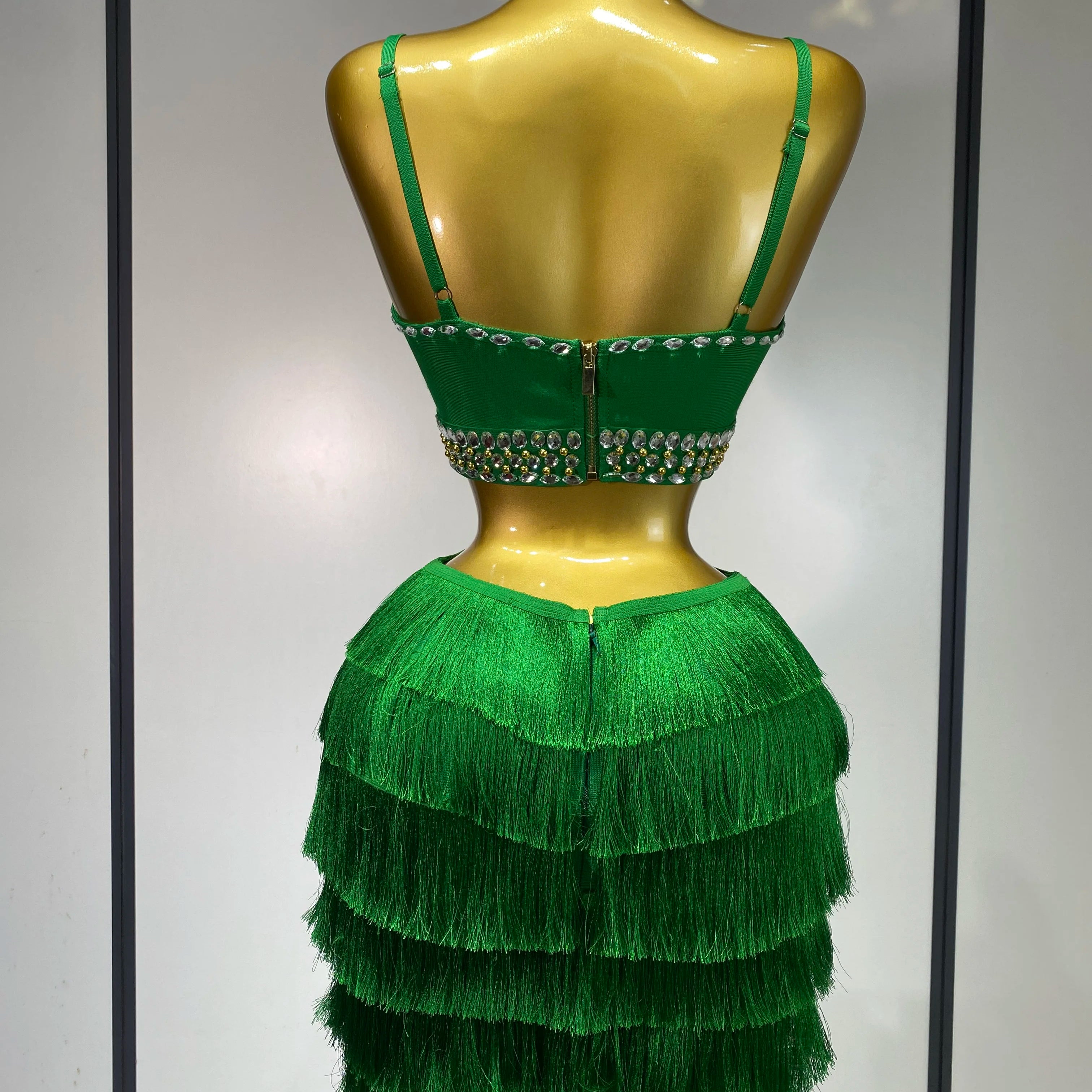 Sexy Sling Backless Dress Women Green Bodycon Bandage Dress 2025 Celebrity Elegant Evening Club Luxury Birthday Party Dresses