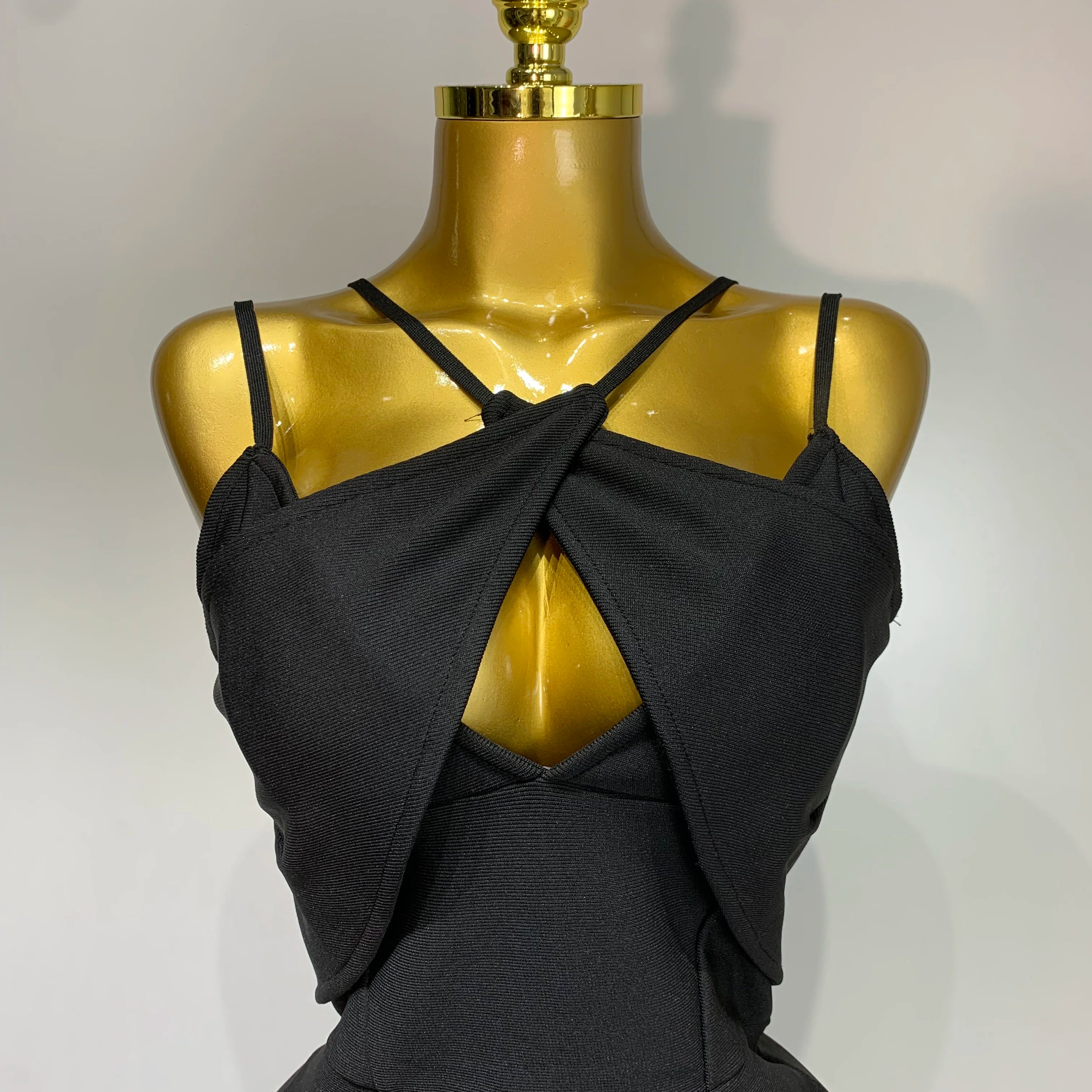 Women Sexy Sleeveless Hollow out Split Backless Black Midi Bandage Dress 2025 Celebrity Elegant Evening Cocktail Party Dresses