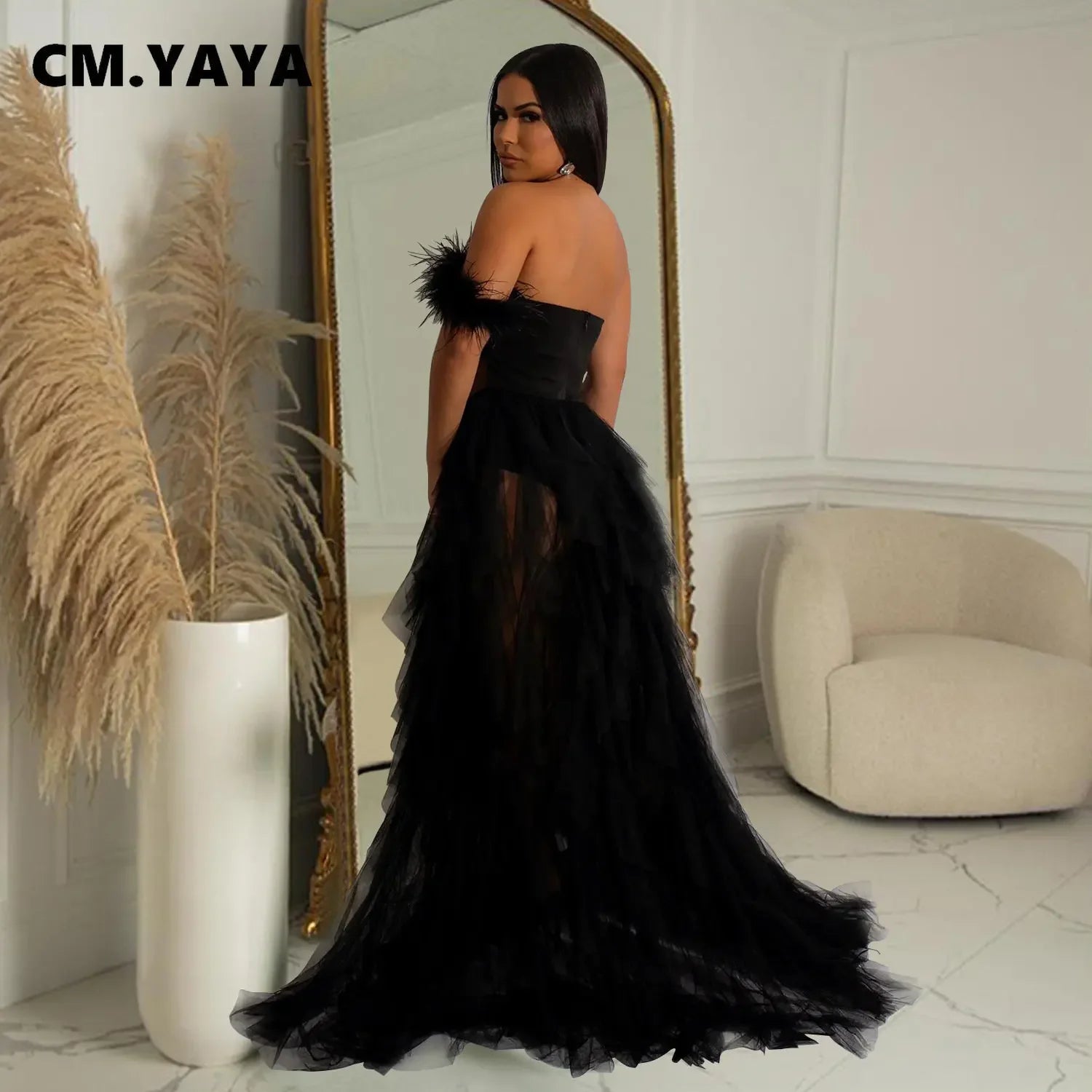 Women Tierred Mesh See Though Off Shoulder Sweetheart Collar Maxi Long Floor Length Dress Evening Sexy Party Dresses