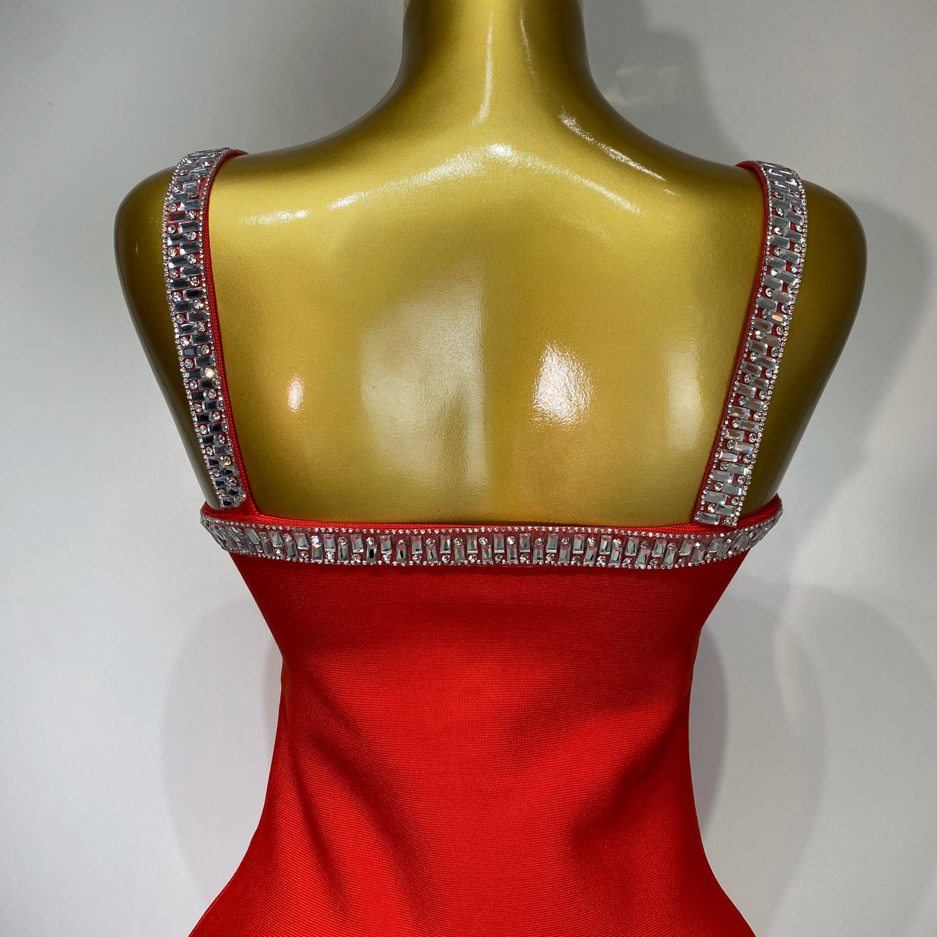 Women Sexy Black Red Sparkly Mini Bodycon Bandage Dress Sleeveless Luxury Diamonds Elegant Evening Club Party Birthday Dress