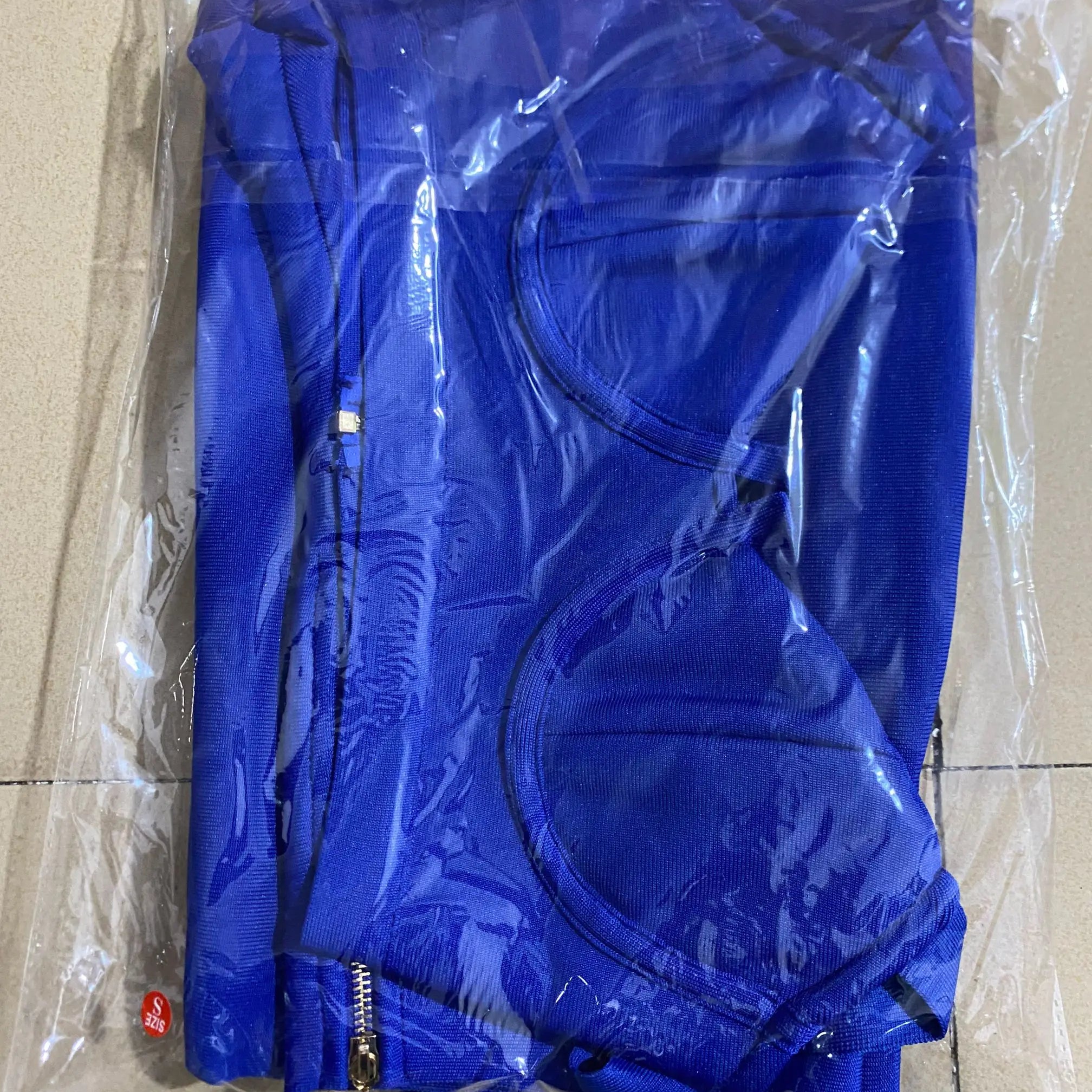 2024 Summer New Fashion Celebrity Sexy Bandage Two-piece Set Tight Short Top & High Waist Flared Trousers Pants Set Blue