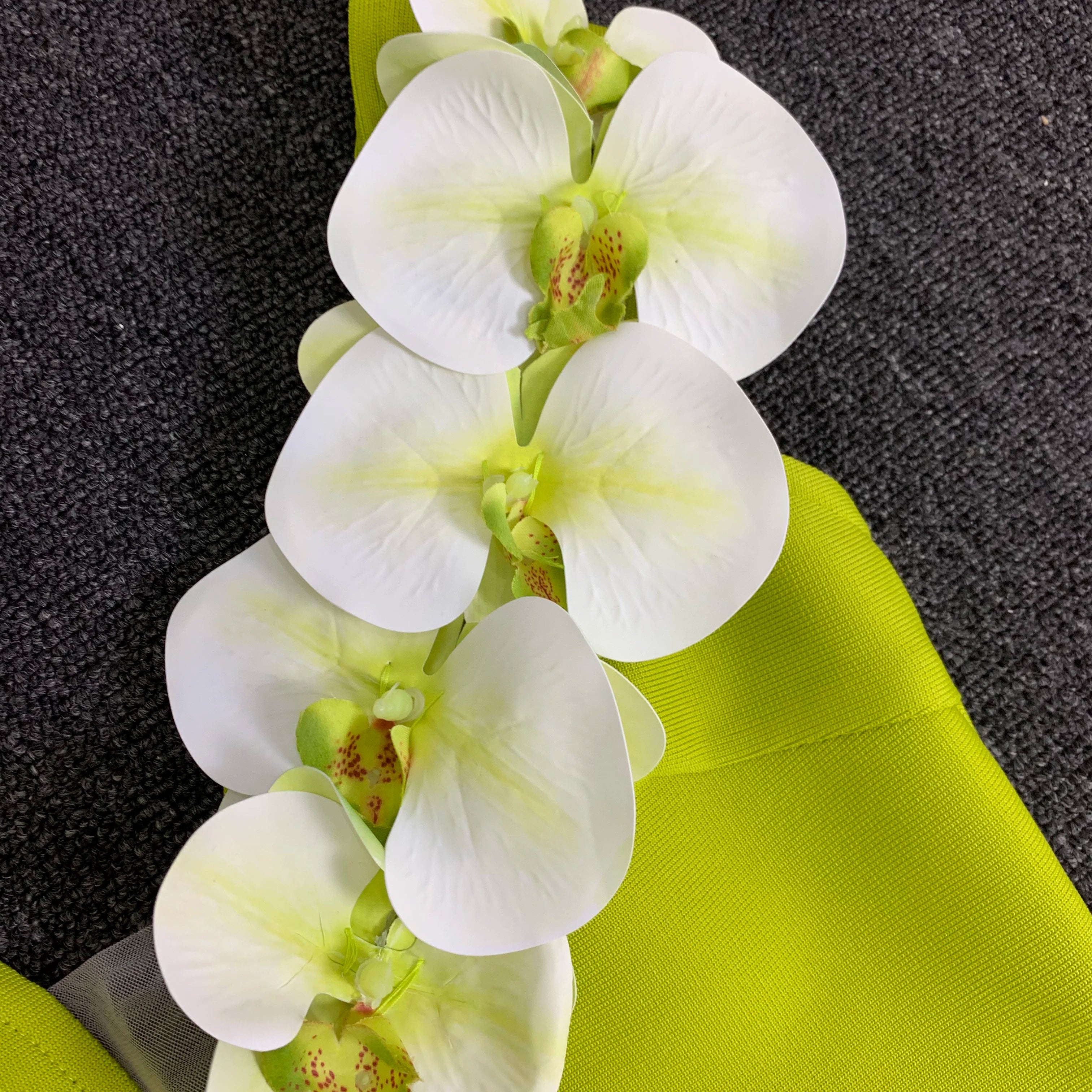 White Moth Orchids One Shoulder Yellow Green Ankle Length Bandage Dress Celebrity Party Evening Dress Woman Voaction Outfit