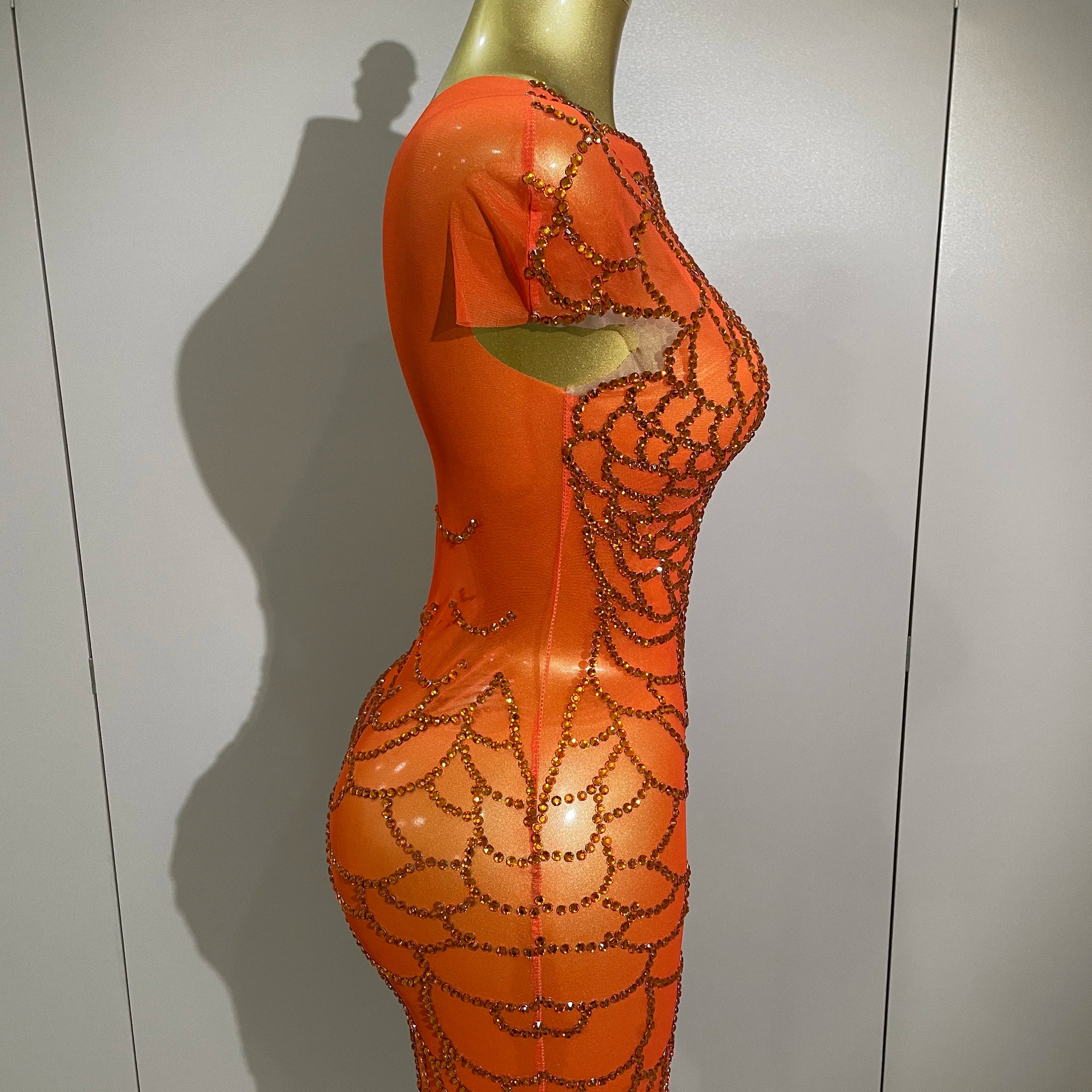 STOCK Women Shining Rhinestones Sexy One Shoulder Cultivation Dress Birthday Celebrate Party Evening Gown Singer Stage Costume