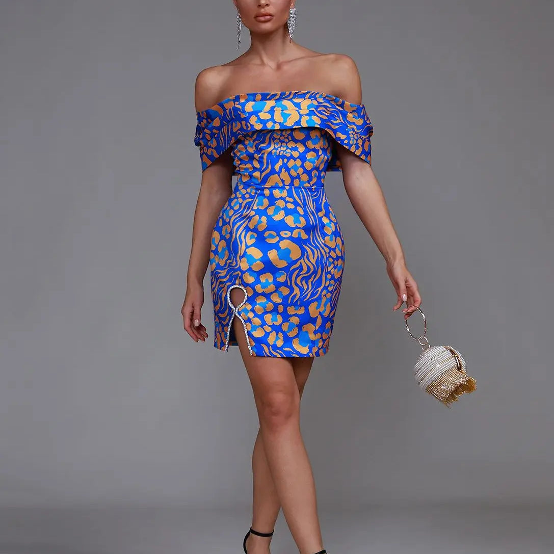 Jacquard Stain Dress Women Short Party Dress Elegant Sexy Off Shoulder Evening Birthday Club Outfits Summer Runway New Fashion