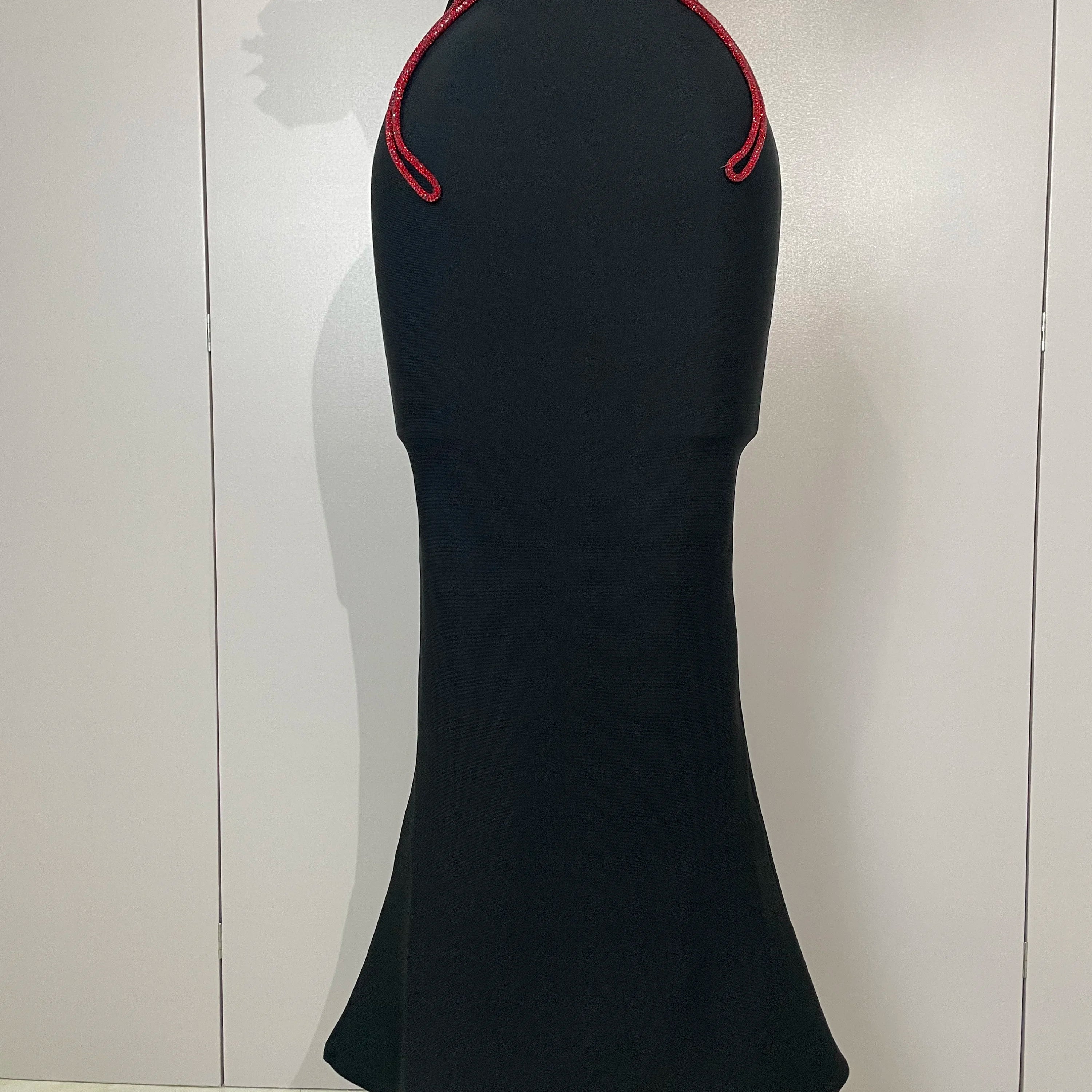 2025 black Off Shoulder Red Flower Bandage Long Dress Women Elegant Fshion Celebrity Party Dress