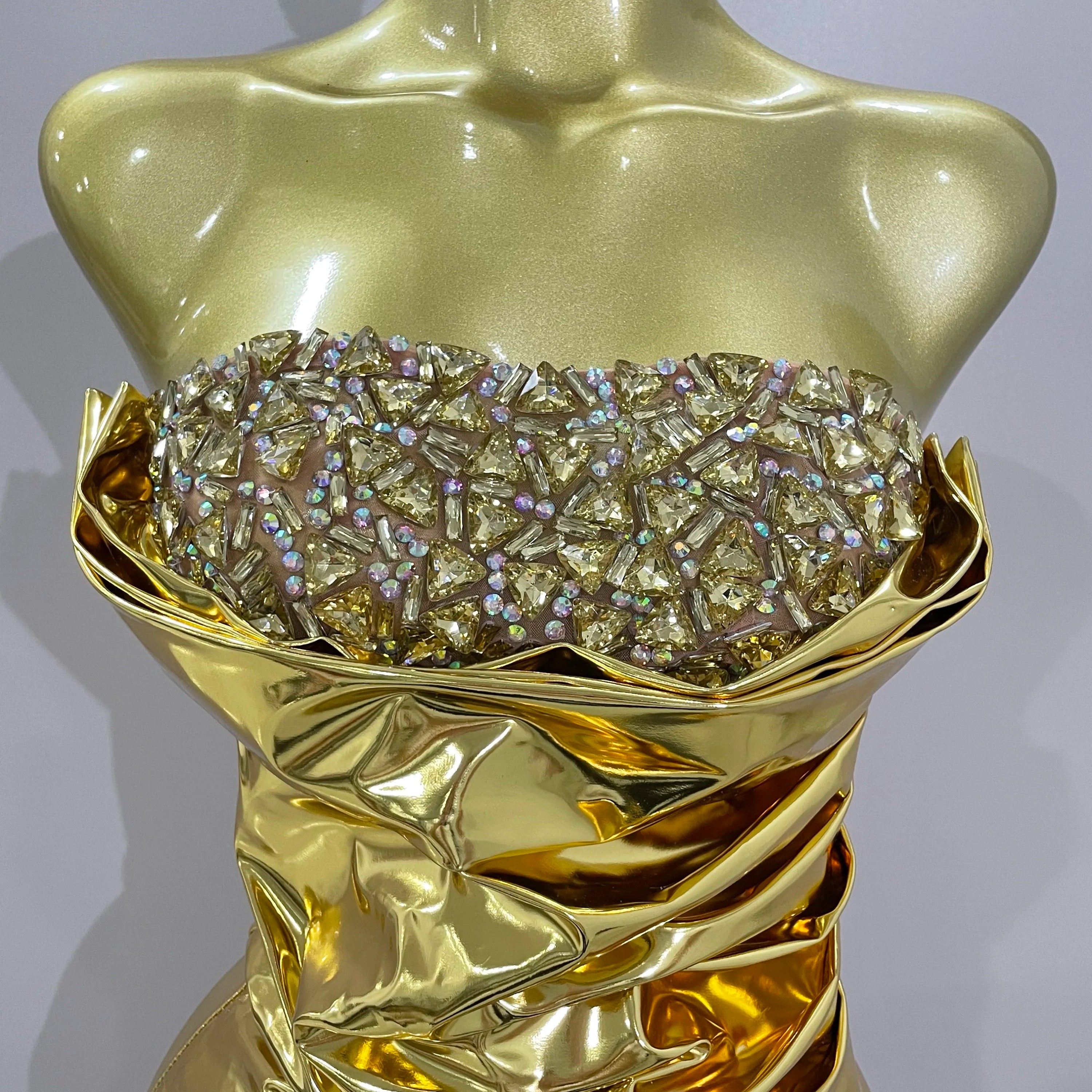 2025 New Sparkly Diamonds Crystal Sexy Mesh See Through Bodycon Mini Dress Women Birthday Party Celebrate Performance Costume