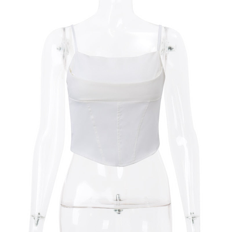 Xeemilo Spaghetti Strap Tank Top Sexy Backless Bandage Skinny Crop Tops 2024 Summer Elegant Lace Up Party Streetwear Women Camis