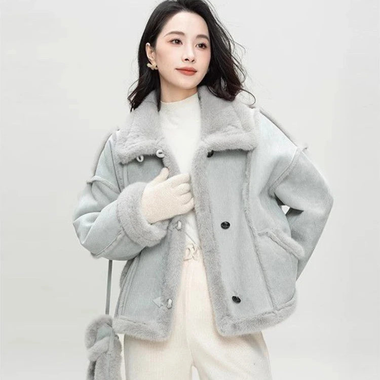 2025 Winter Fashion New Women's Simulated Fur Coat Thickened Imitation Fur Integrated Stand Collar Thickened Warm Coat