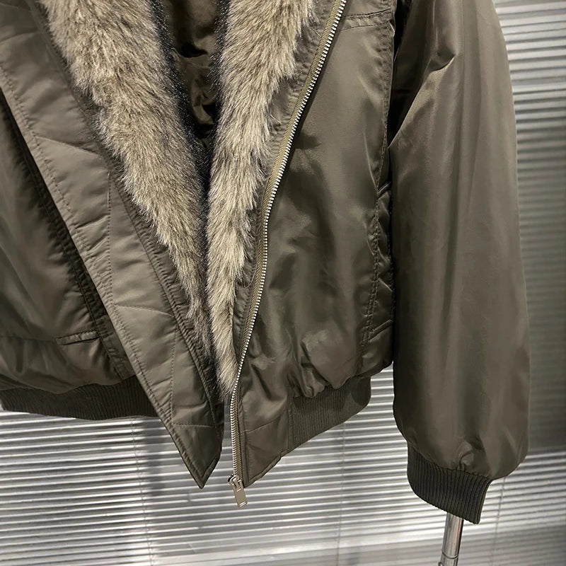 Autumn Winter New Fur Collar Cotton-padded Jacket For Women Loose Casual Short Warm Coat Female Trend 11A07564