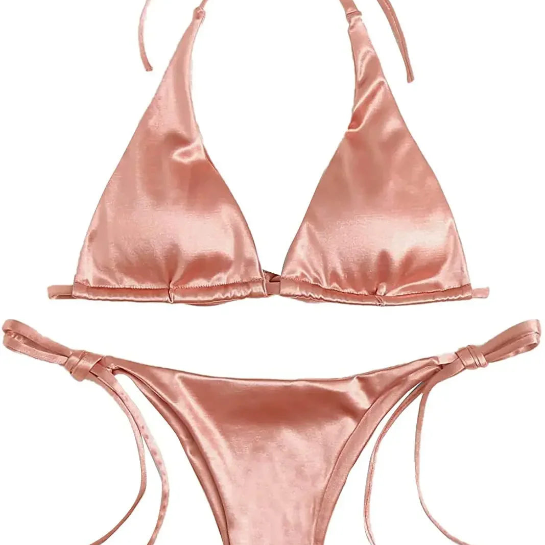 Women Sexy Micro Mini Bikini Thong Halter G-String Bra Bikinis Set Swimwear Backless New Swimwear Bathing Suits 9