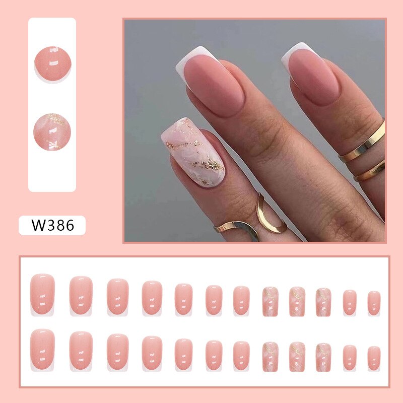 Reusable Adhesive Nail Short False Nails Press On Nails Tips Nails Fake Manicure With Glue Decorated False Nails Z386