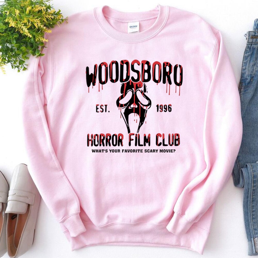 Scream Movie Woodsboro High Sweatshirt Ghostface Graphic Sweater Horror Film Club Halloween Crewneck Sweatshirts Hipster Tops