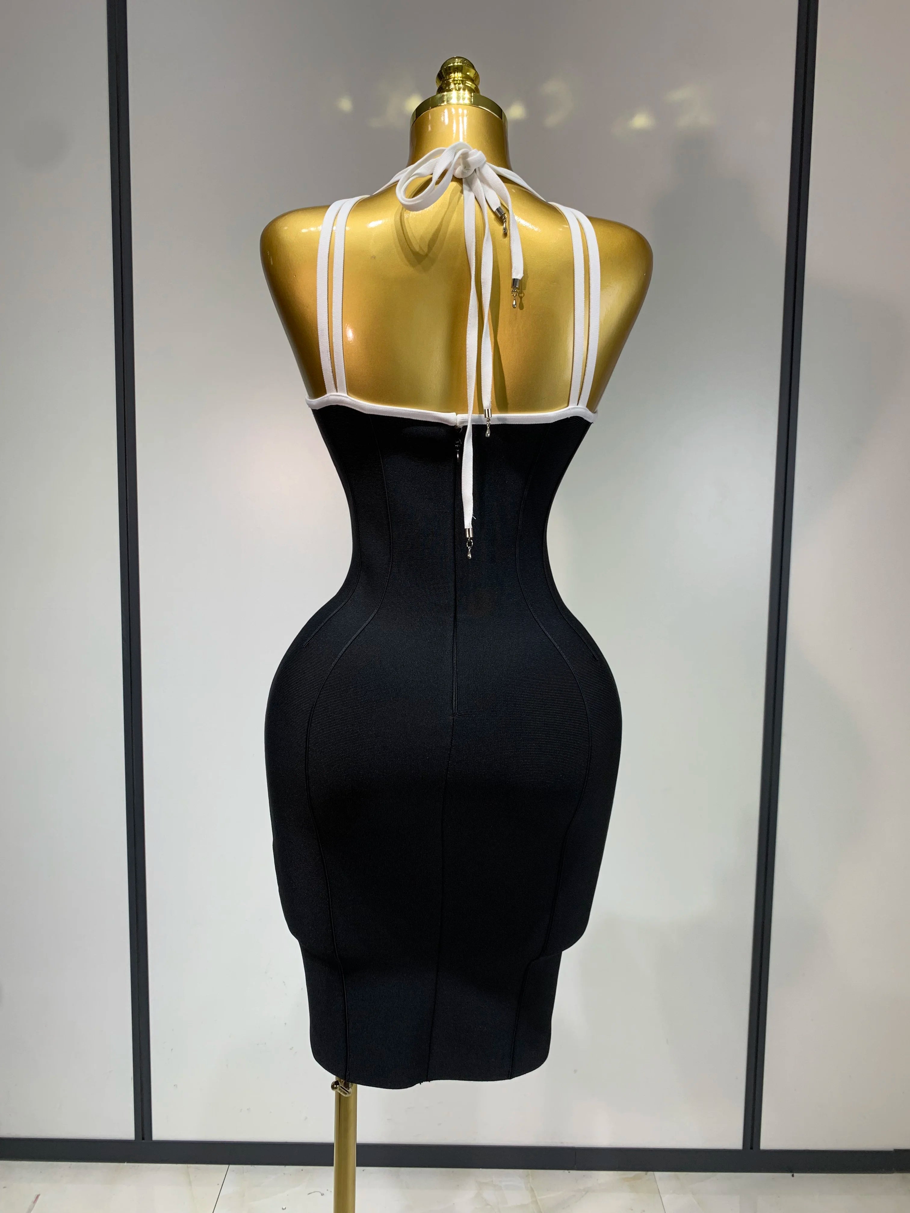 Women Elegant Fashion Dress Halter Neck Bodycon Bandage Dress Celebrity Evening Party Club Gown Sexy Backless Birthday Dress