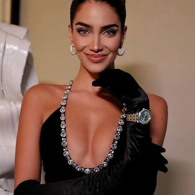 New Women Luxury Sexy Backless Sequined Sparkly Split Black Midi Bodycon Bandage Dress 2022 Elegant Evening Club Party Dress