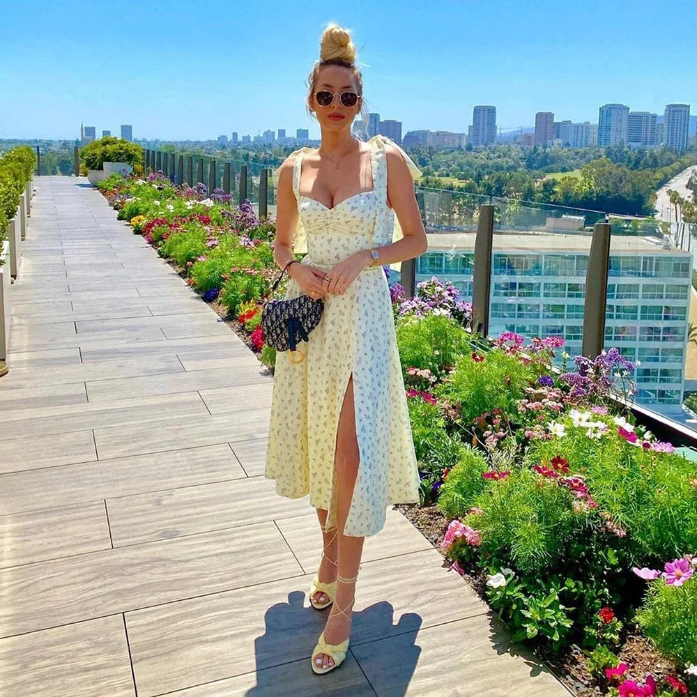 Summer Floral Long Dress Women Fashion Sleeveless Off Shoulder White Slim Slip Maxi Dresses Elegant Sundress Vestido Casual