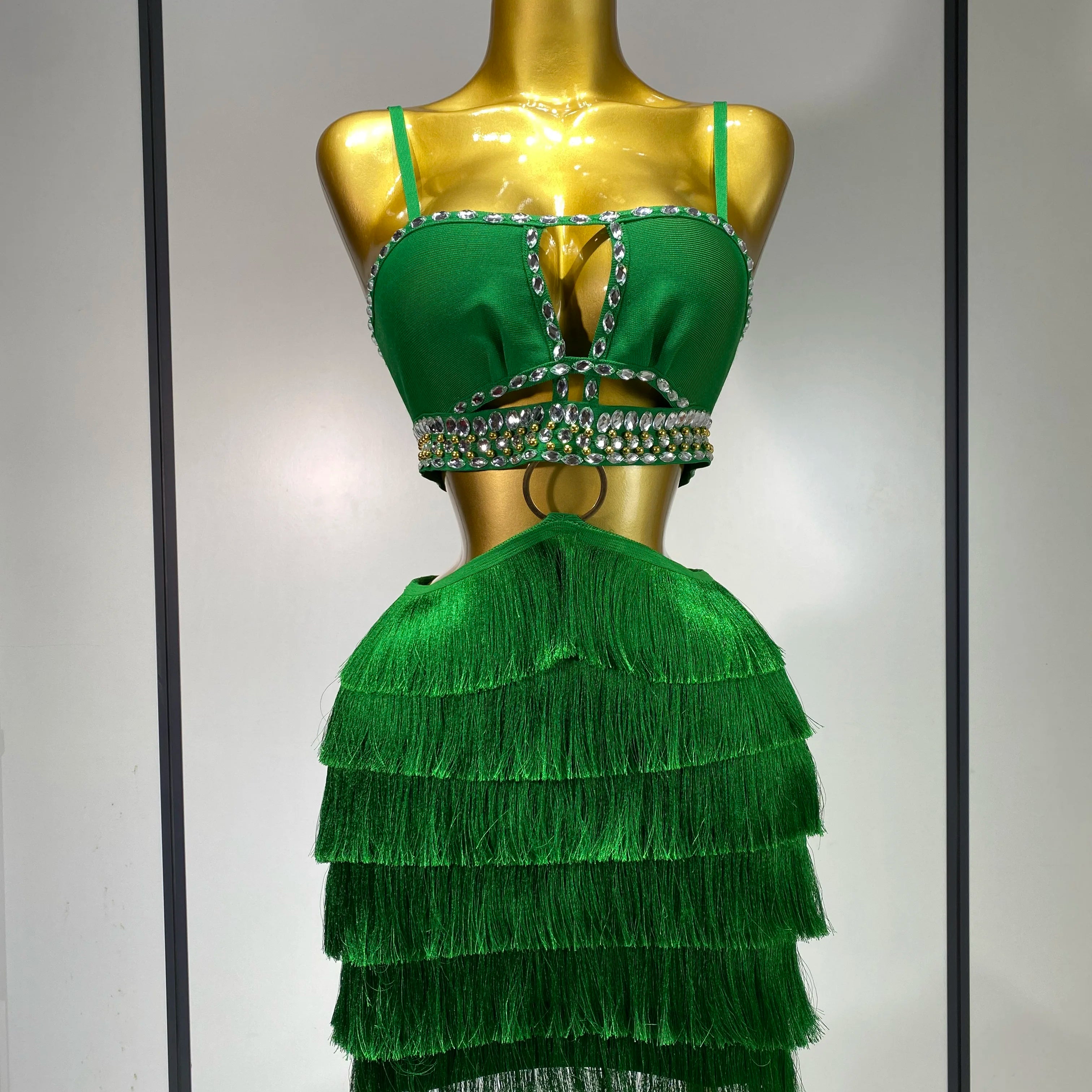 Sexy Sling Backless Dress Women Green Bodycon Bandage Dress 2025 Celebrity Elegant Evening Club Luxury Birthday Party Dresses green