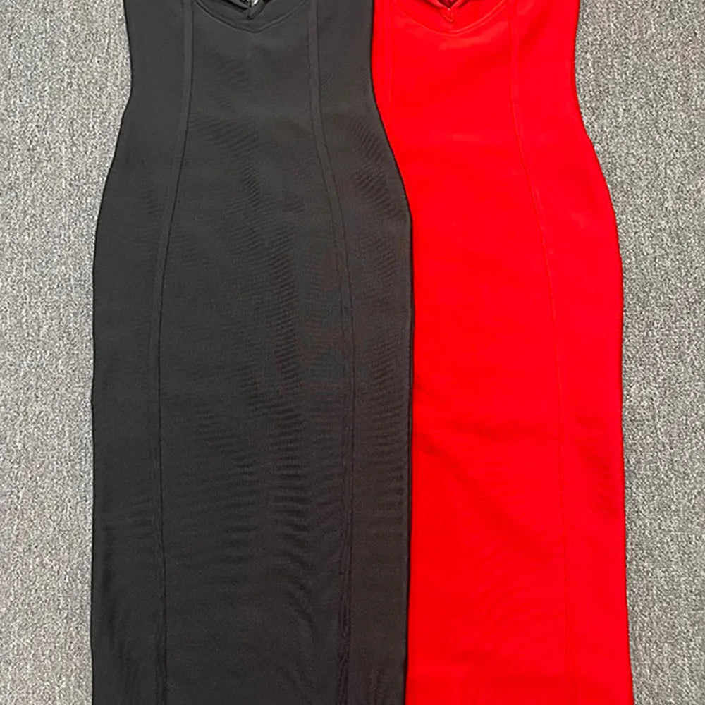 2024 Sexy Women'S Light Luxury Sequin Rhinestone Tassel Design Bandage Dress Strapless Sleeveless Bodycon Backless Midi Dresses