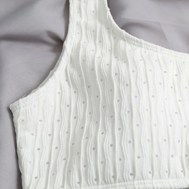 2023 New 3 Pieces Set Swimsuit Women Thong Swimwear Sexy One Shoulder Micro Bikini Set With Skirt White Beachwear Bathing Suit