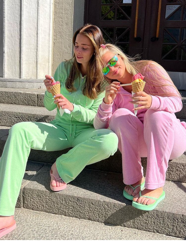 Women Autumn Winter Outfits Casual Zipper Sweater Hoodie Set High Waist Skinny Pants Suits Knitted Womens Y2k Two Piece Set Green