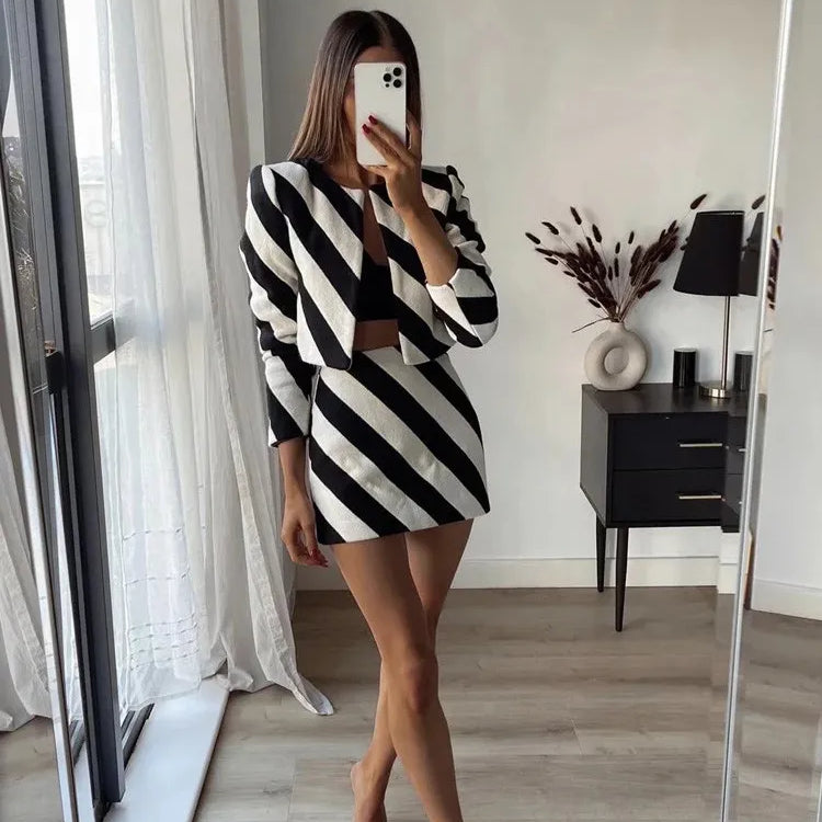 TRAF Stripes Short Skirt Women 2022 Fashion Office Lady High-waisted Mini Skirt Woman Summer Clothing Elegant Female Skirts Set