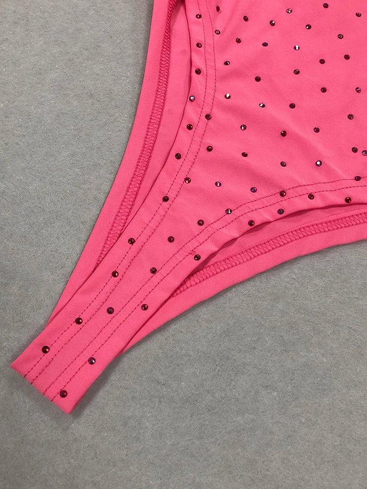 Elegant Sleeveless Halter Ribbon Ruched Details Backless Body Suit With Beaded Maxi Long Skirt Two Pieces Set Casual Wearing