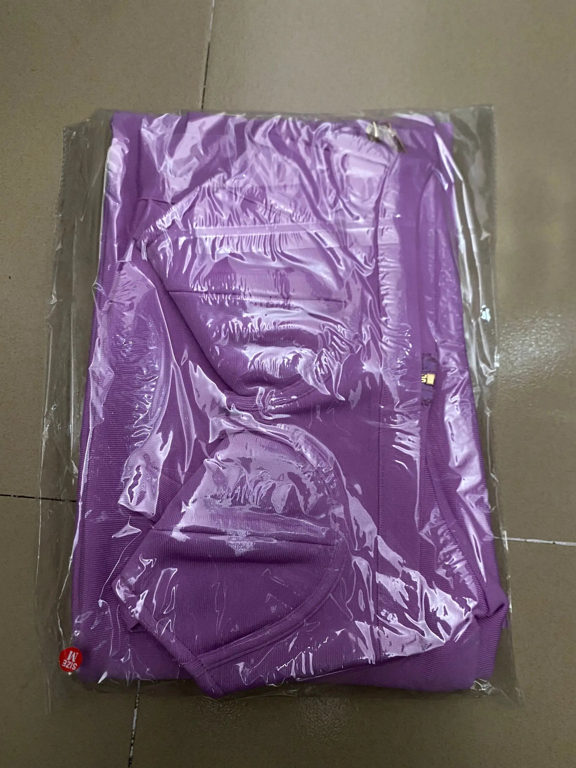 2024 Summer New Fashion Celebrity Sexy Bandage Two-piece Set Tight Short Top & High Waist Flared Trousers Pants Set Light Purple