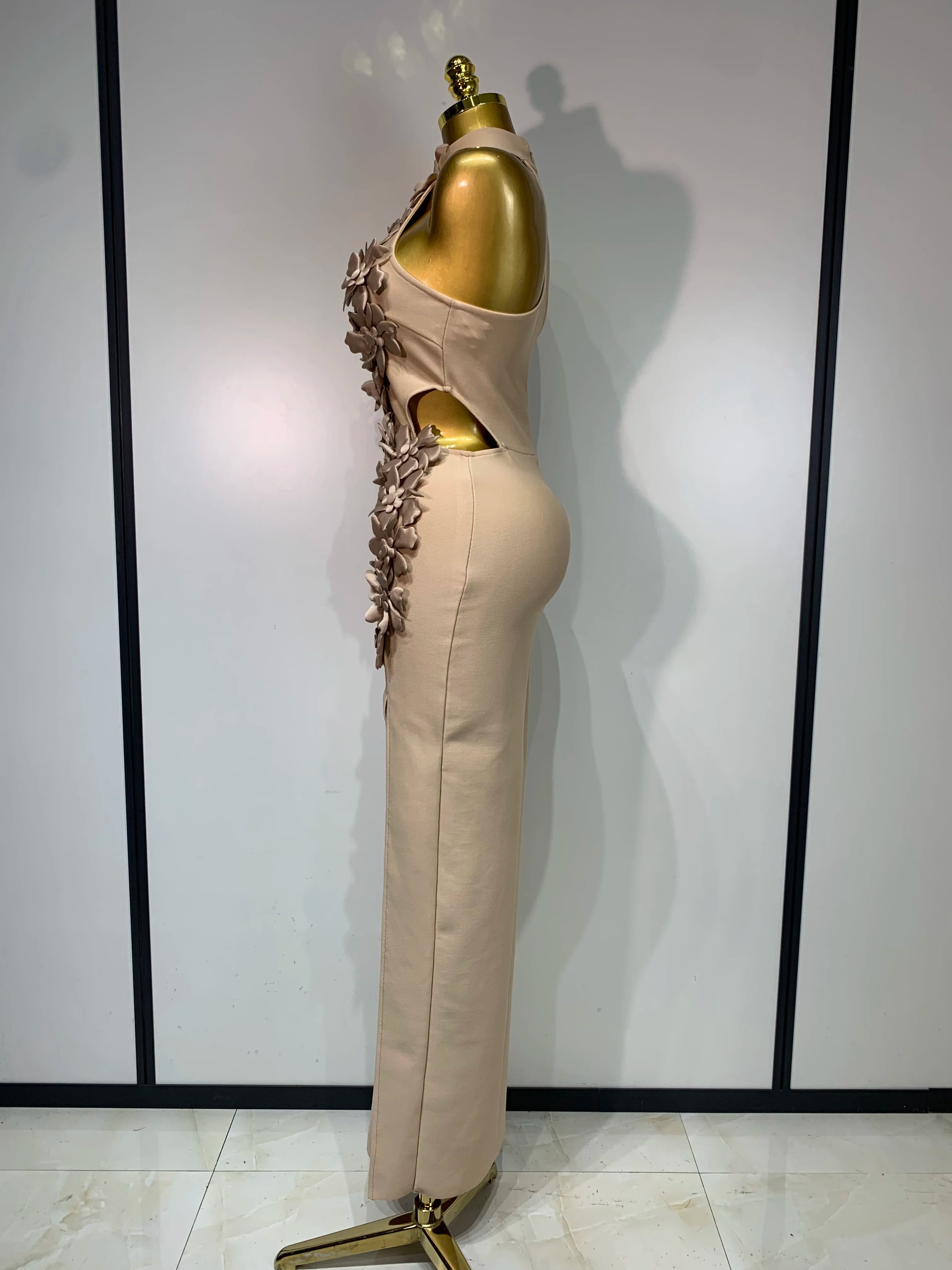Women Sexy Sleeveless Flower Hollow Out Evening Party Bandage Dresses Red Knitted Bodycon Birthday Wedding Guest Clothing