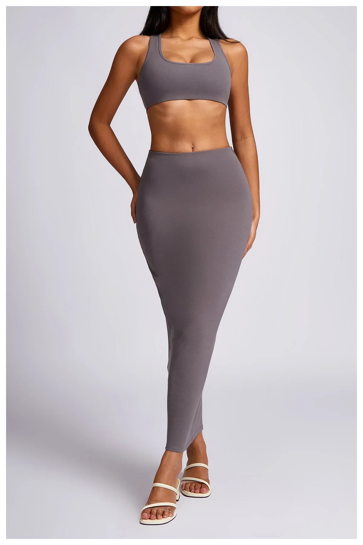 New Yoga Set Workout Clothes Fitness Suits Sports Bra High Waist Leggings 2 Piece Women High Stretch Gym Outfit grey-2