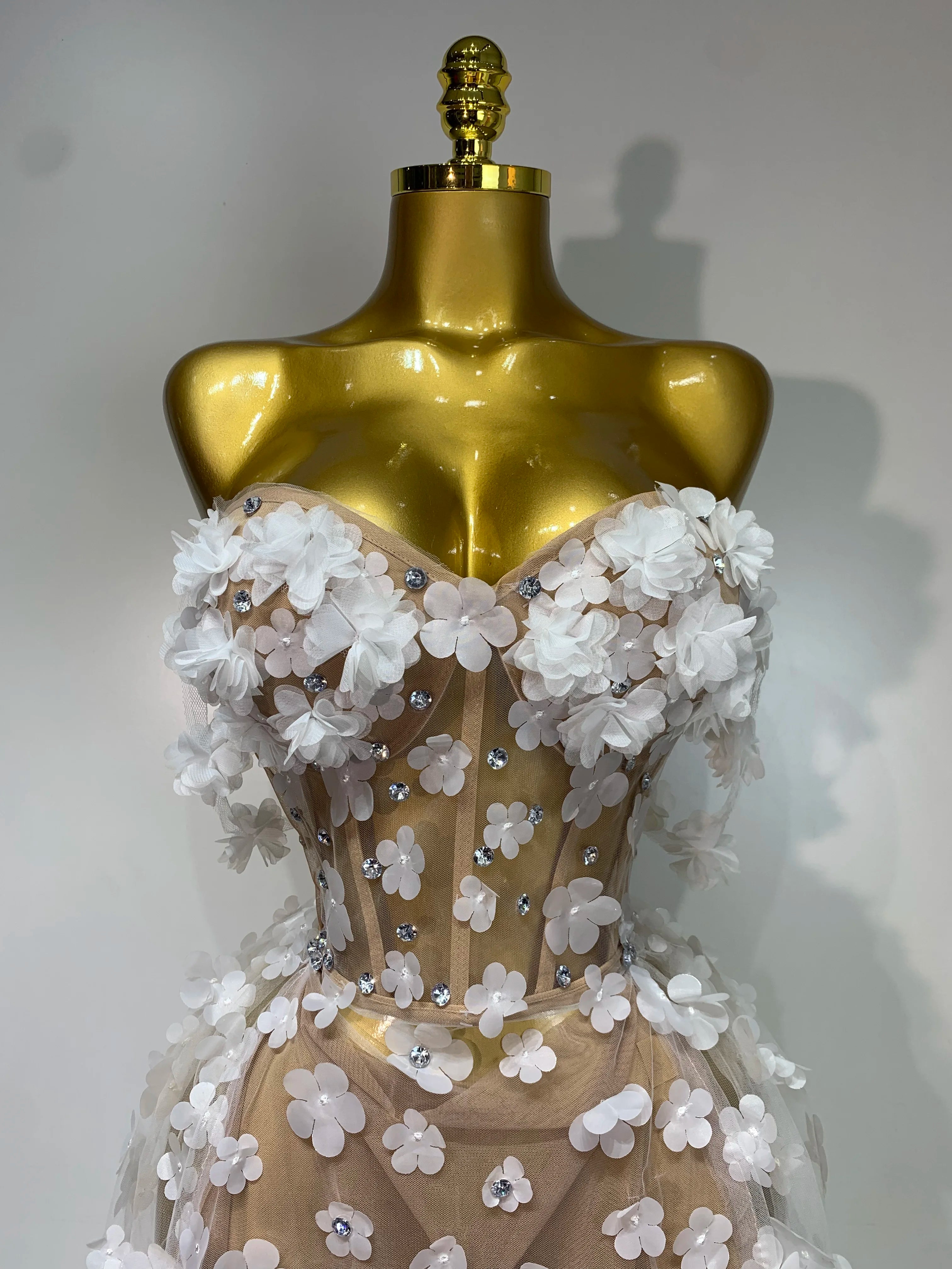 Women Sexy Elegant Party Dress Wedding Celebrate Evening Gown 2025 Mesh See Through Flowers Backless Prom Hotwife Outfit