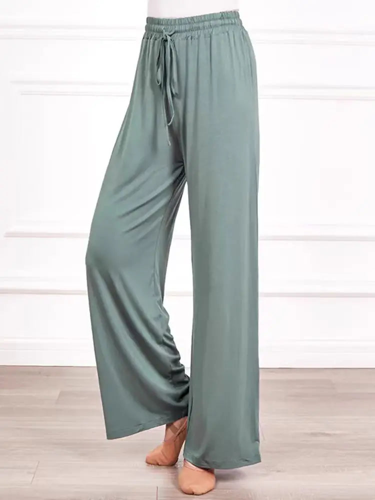 ITOOLIN Women Casual Straight Pants Drawstring Elastic Waist Thin Solid Pants Sports Wide Leg Trousers For Women Spring