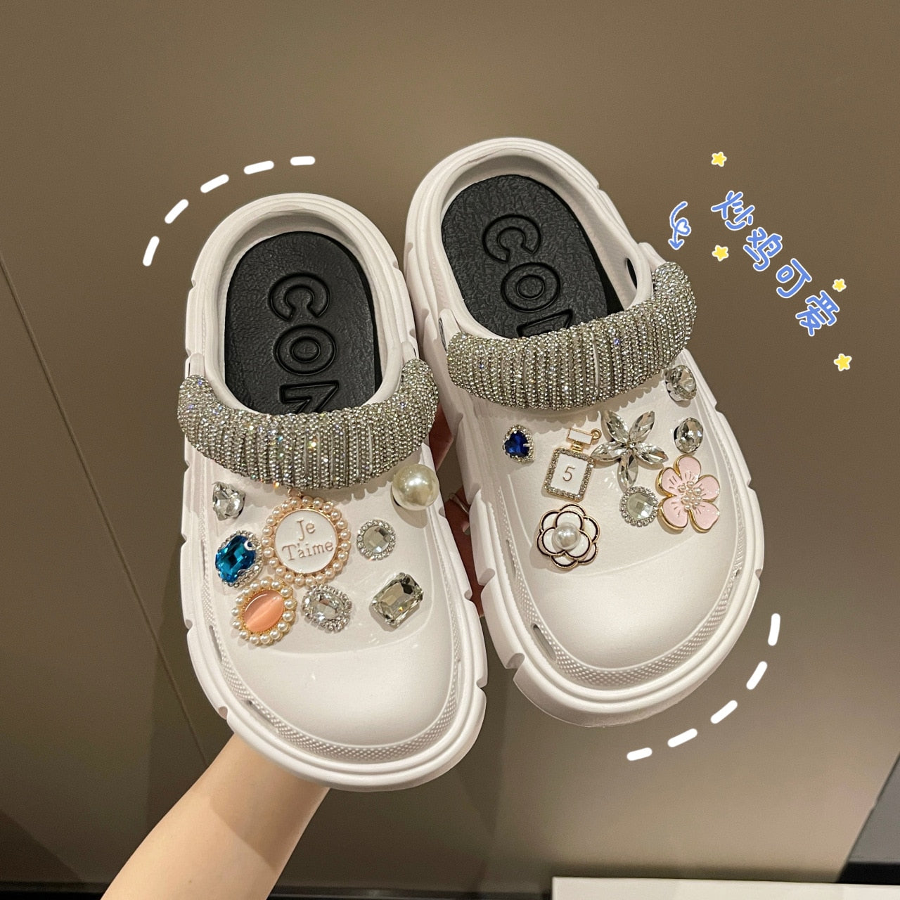 Summer Women Slippers Platform Clogs Outdoor Garden Shoes Female Pool Sandals Bathroom Flip Flops Mules Ladies Beach Slides white DIYzuanhua