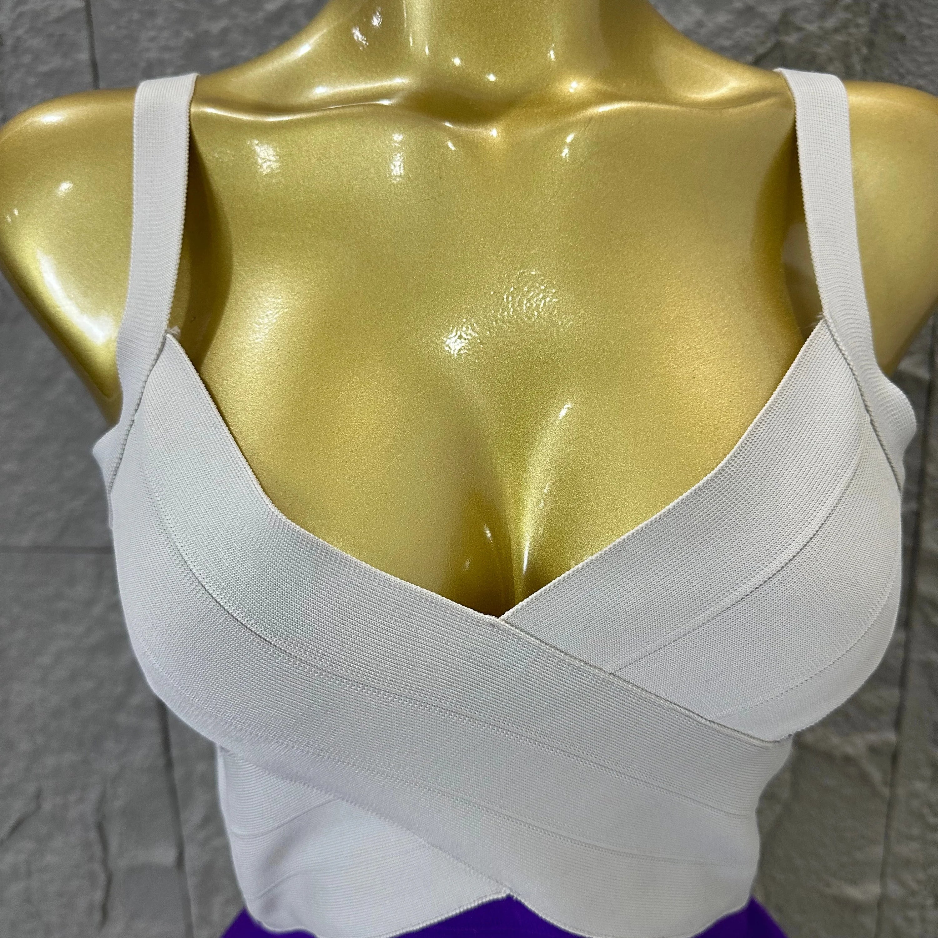 Chic Purple White Striped Bandage Dress Women Sleeveless Sweetheart Neck Bodycon Formal Office Casual Event Wear