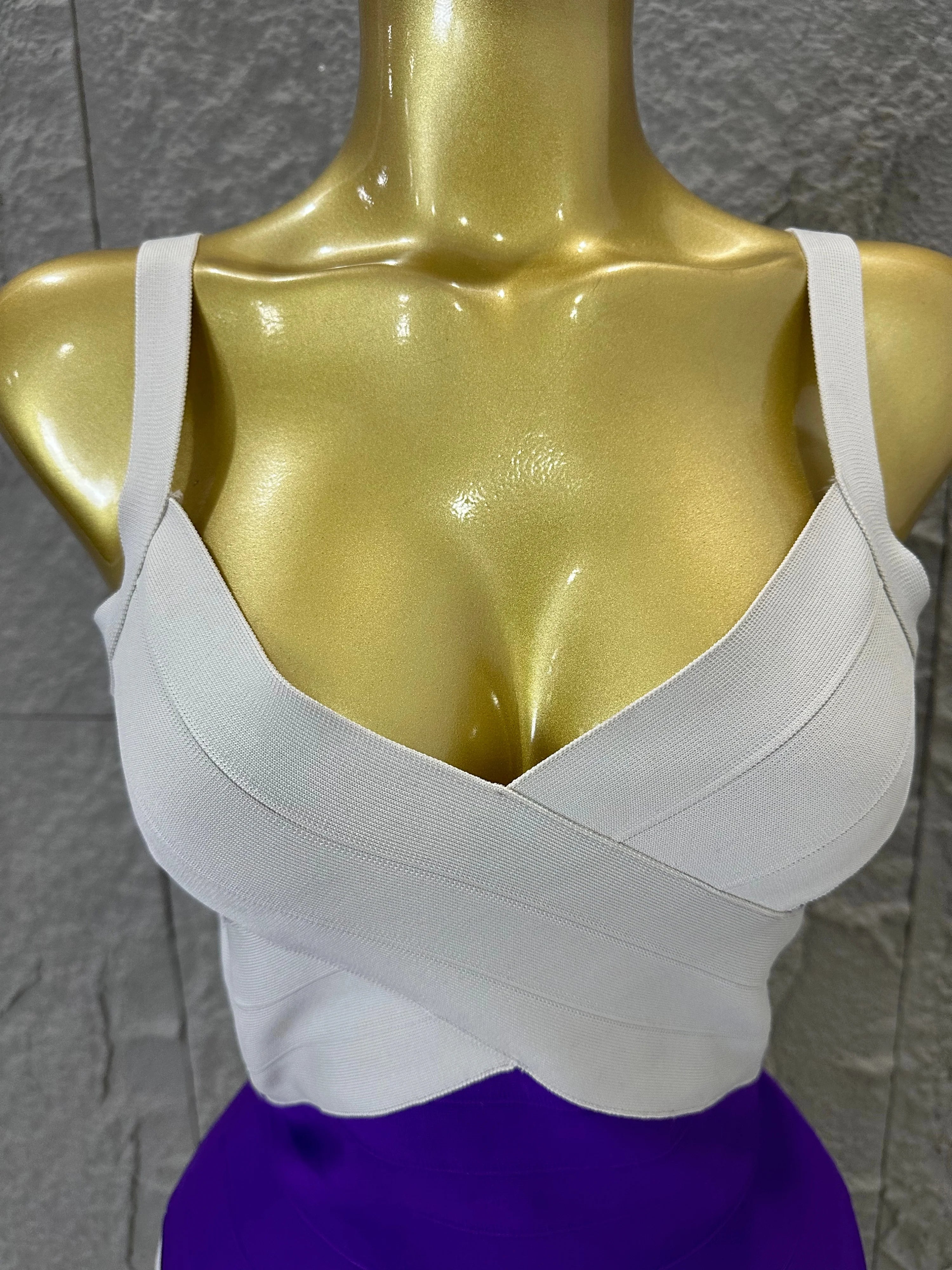 Chic Purple White Striped Bandage Dress Women Sleeveless Sweetheart Neck Bodycon Formal Office Casual Event Wear