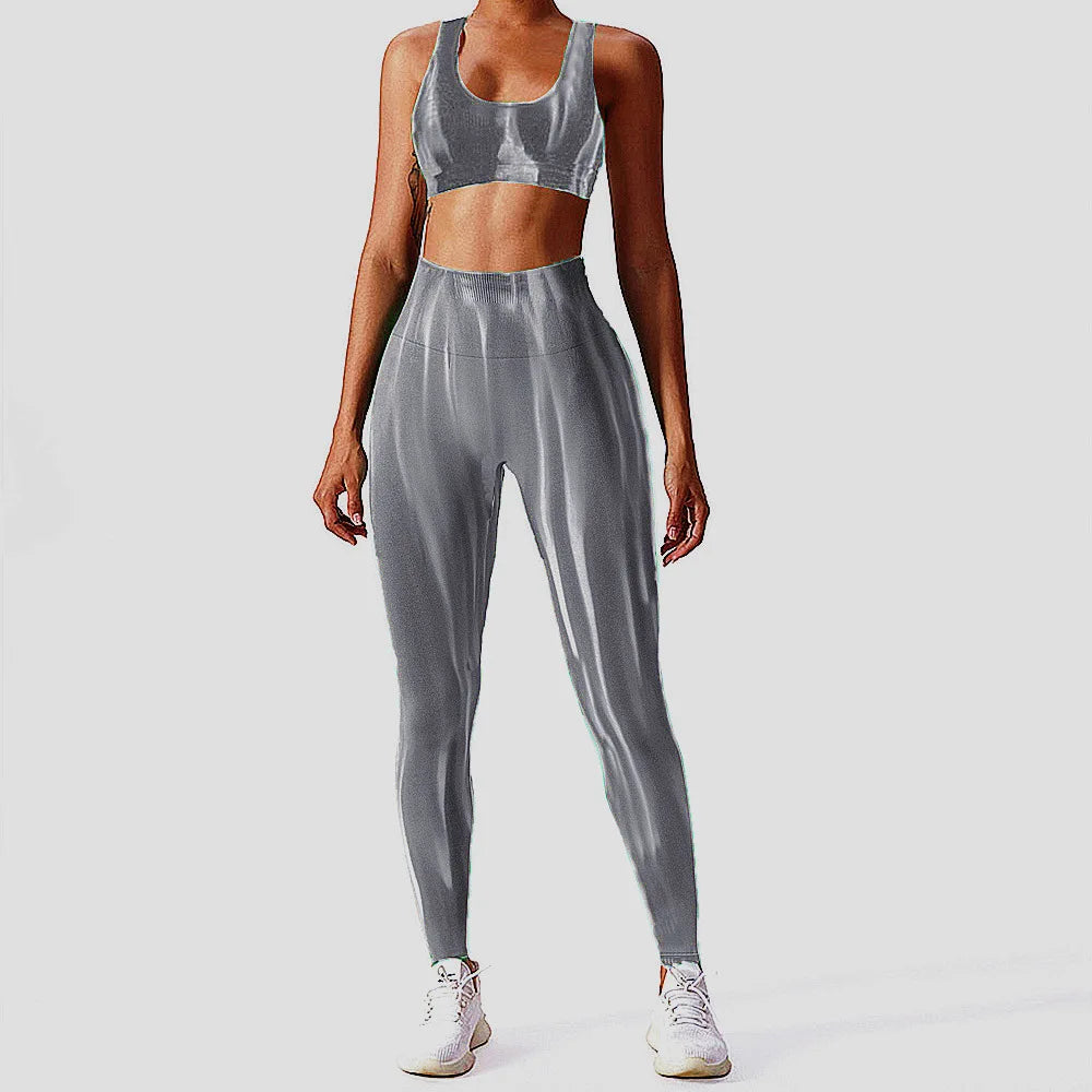 Fashion Aurora Print Seamless Gym Scrunch Shorts Set Push Up Women Sportswear Yoga Wear Training Suit for Fitness Sport Outfit Bra Leggings 6