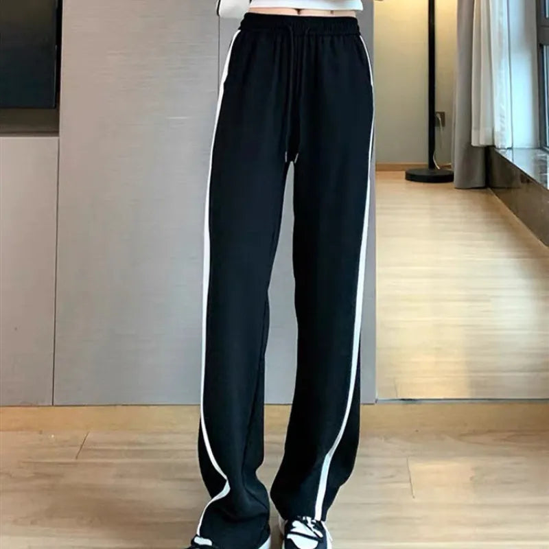 Women's Spring Autumn Sportswear Suit Korean Elegant Fashion Sports Long Sleeved Shirt+Suspenders+Wide Leg Pants Three Piece Set