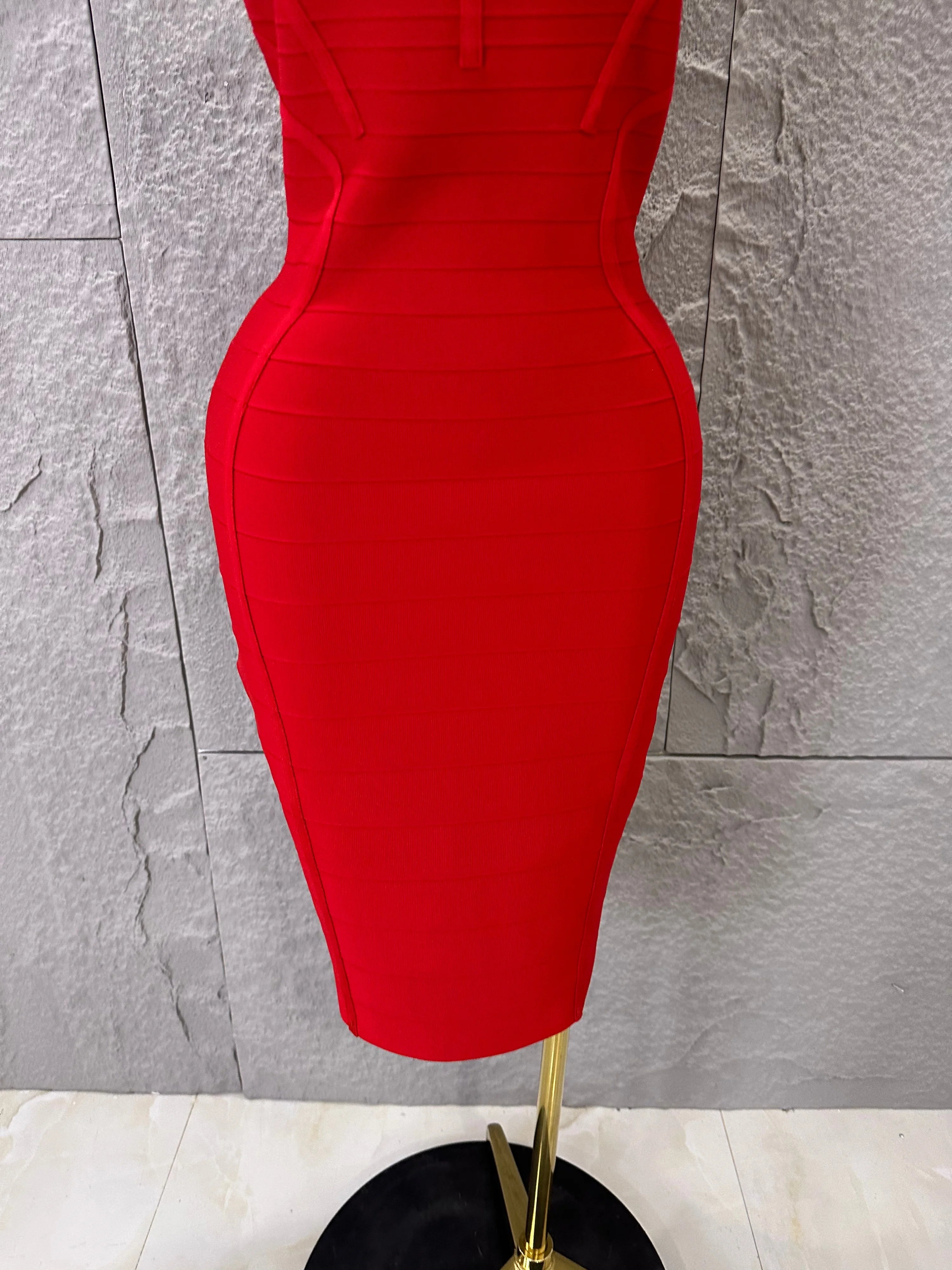 Elegant Red Halter Neck Mini Dress Women Sexy Criss Cross Strap Bandage Form-Fitting Outfit Cocktail Party Costume