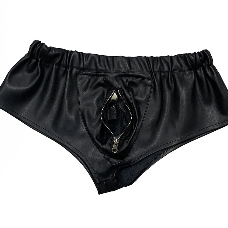 Lautaro Summer Soft Red Faux Leather Shorts for Men Elastic Waist Luxury Designer Emo Clothes Mens Underwear Sexy Thong 2025