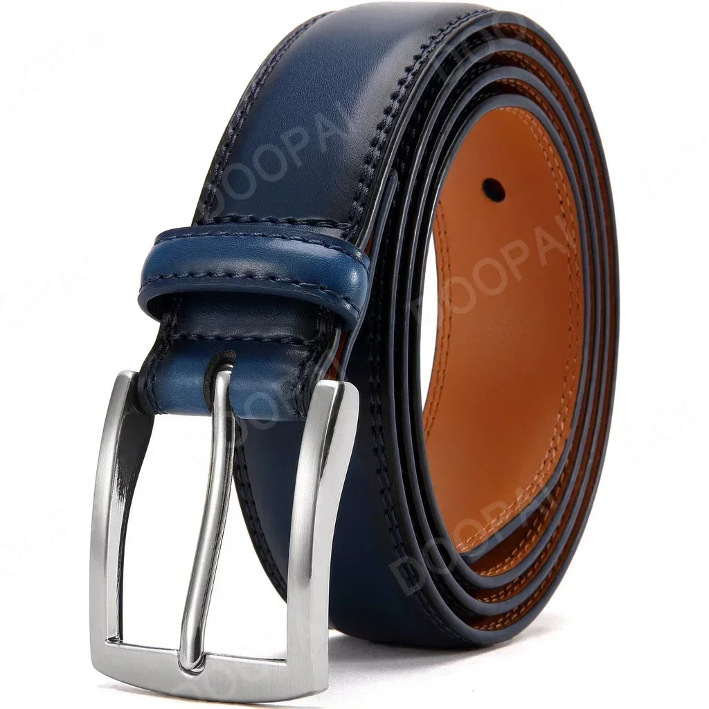 Men Belts Genuine Leather LONG Large Pin Buckle Metal Automatic Buckle Male Belts Strap Male 35ZK95-BE