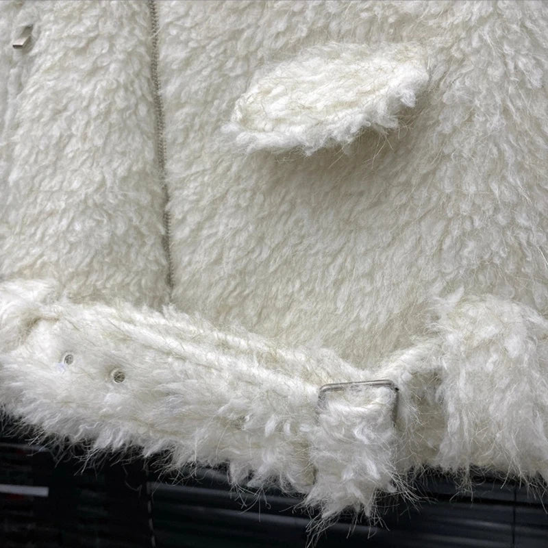 Autumn Winter New Fashion Wings Plush Warm Thickened Design Cotton Coat For Women Solid Color Jacket Female 11A07890