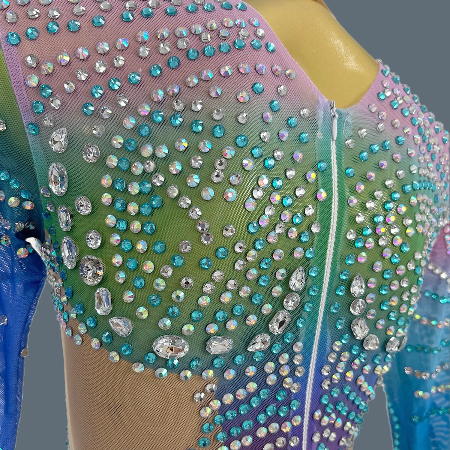 New Long Festival Dress Women Luxury Colorful Rhinestones Evening Celebrate Bithday Party Gown for Special Events Lanshuixing