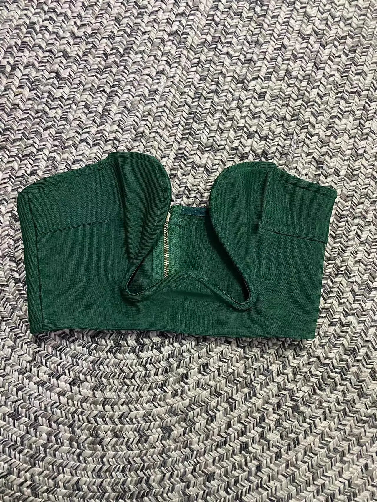 New Summer Black White Fashion Off the Shoulder Tops Sexy Bandage Strapless Short Tops Tank High Quality green