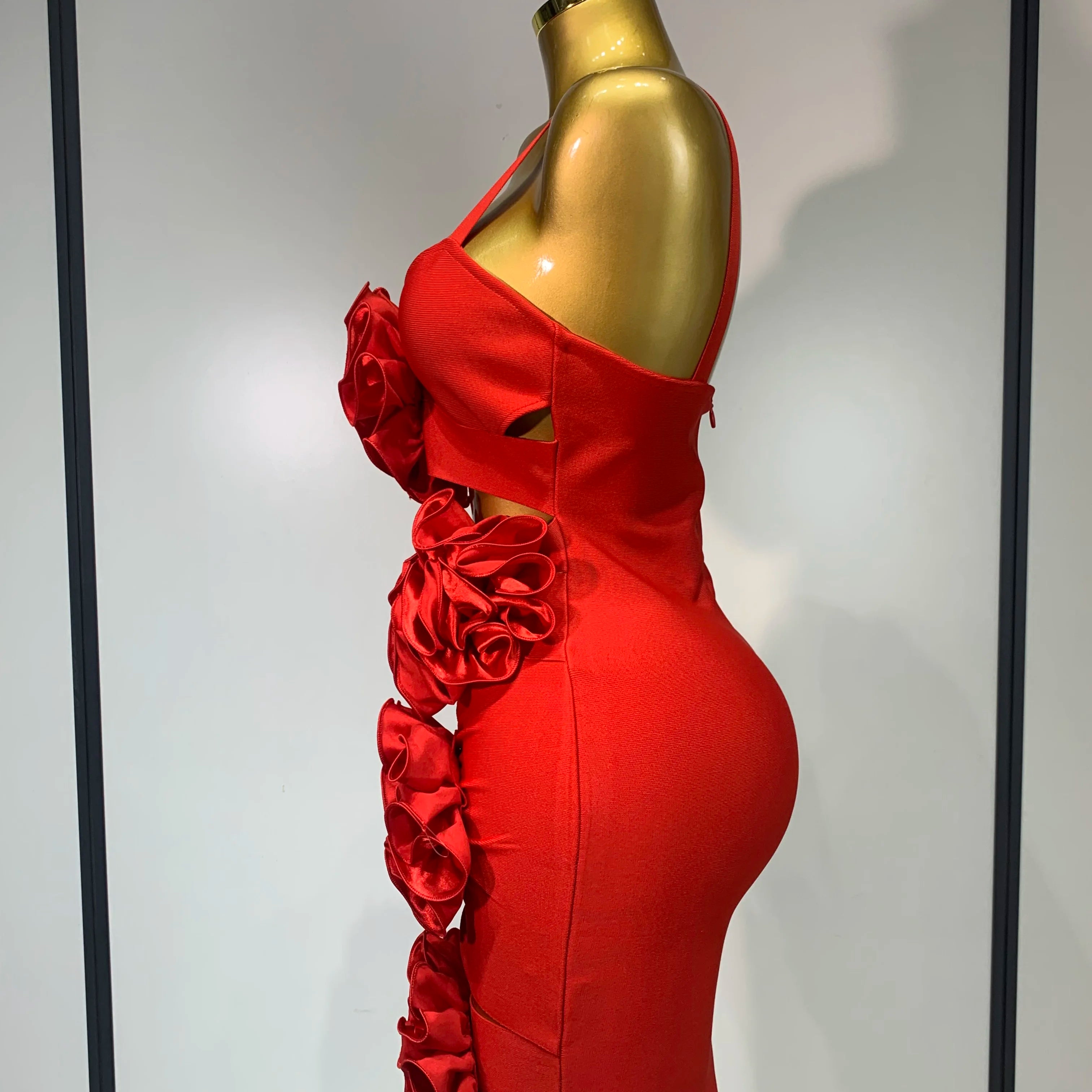 Women Sexy Cut Out Bodycon Flower Mini Dress Women Red Backless Dress Nightclub Celebrity Elegant Evening Party Birthday Dress