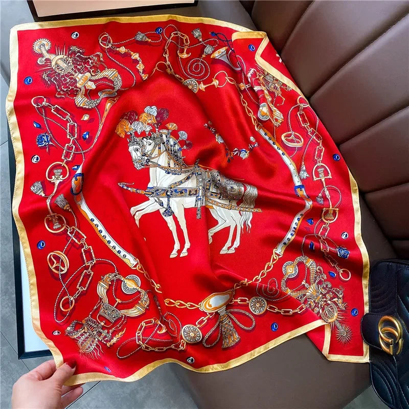 Square 100% Real Silk Scarf Women Bufanda Shawls Wraps for Lady Neckerchief Natural Foulard Femme Bandana Scarves Pashmina 2023 18122 68x68cm