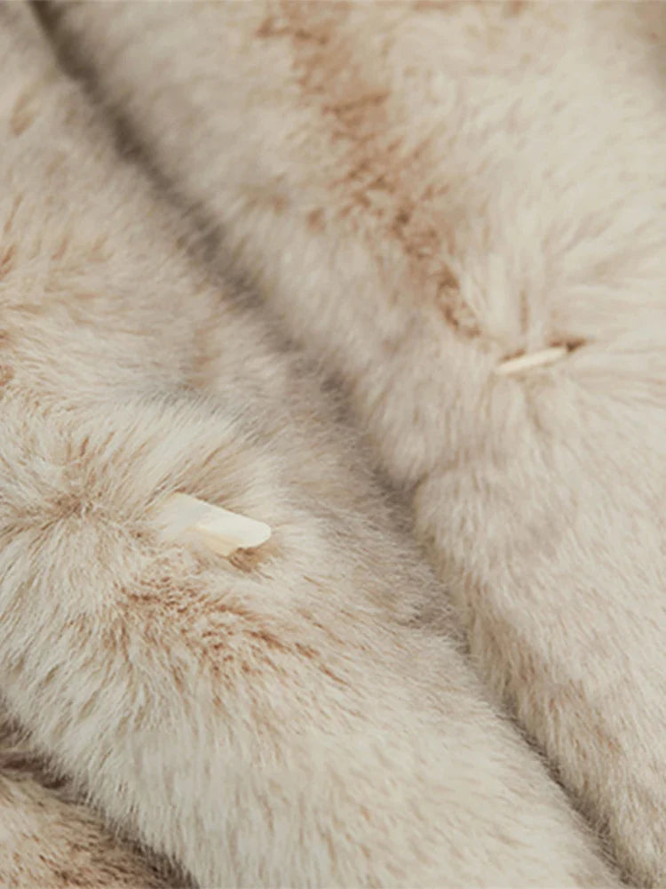 Winter Thick Warm Faux Mink Fur Coat Women Stand Collar Elegant Chic Luxury Designer Clothes Runway Fluffy Jacket 2022