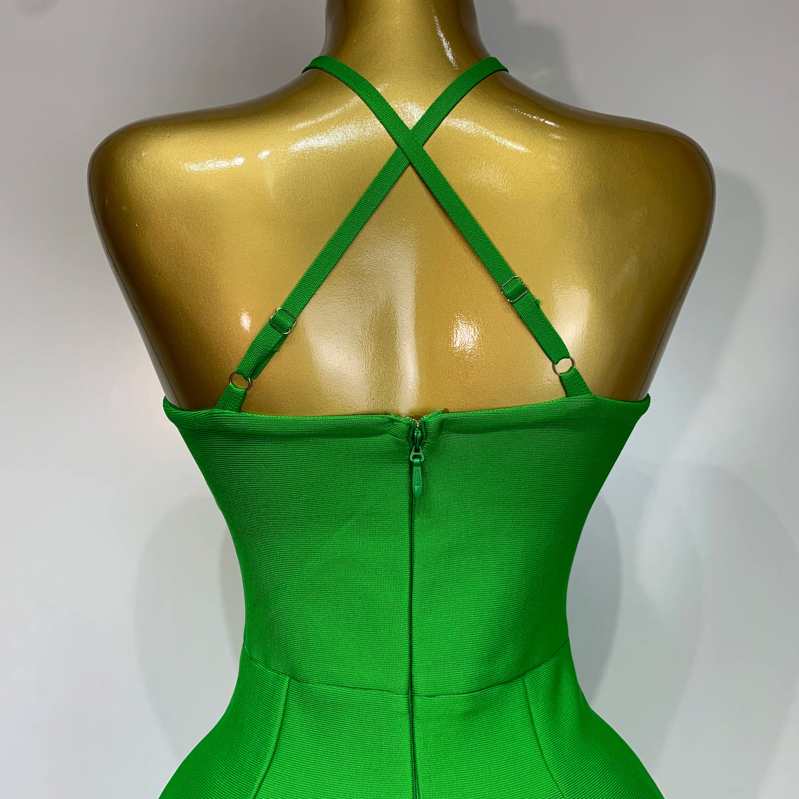 Women Sexy Sleeveless Backless Green Midi Bodycon Bandage Dress 2025 Celebrity Elegant Evening Club Party Luxury Birthday Dress