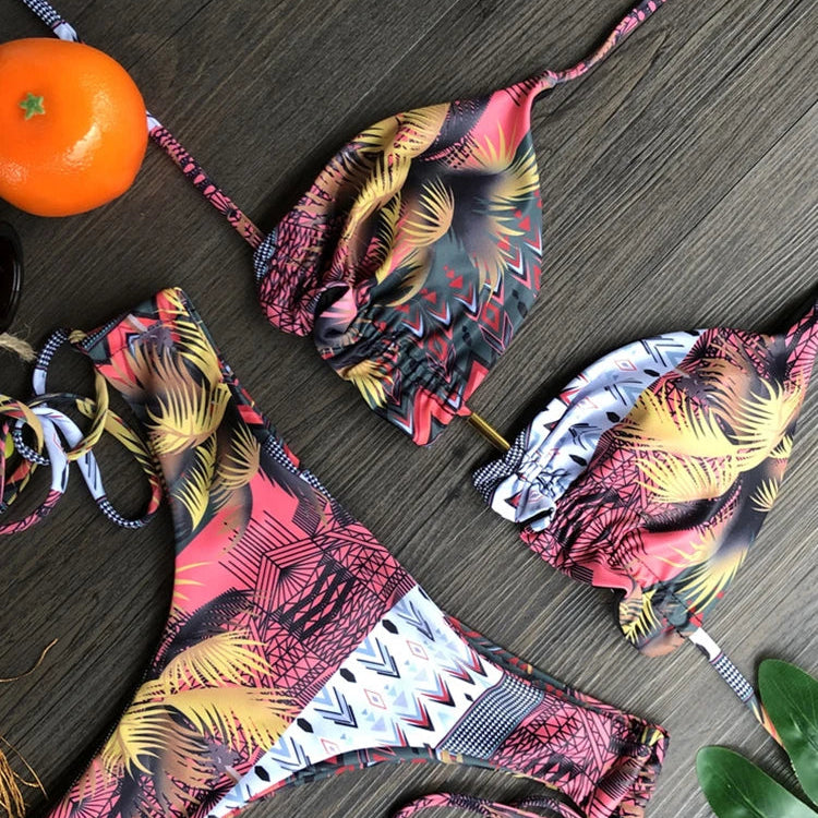 Micro Bikini 2023 Sexy Women Swimsuit Female Rib Bikini Set Push Up Women Swimwear Brazilian Swimming Suit Bathing Suit QS02