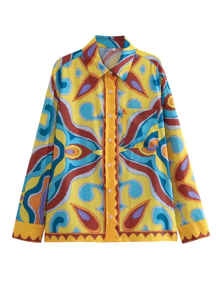 BlingBlingee Summer Printed Women Wide Pants Satin Suits Traf Asymmetric Sleeveless Strapless Crop Top Female Sets Y2K Only Top 3